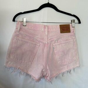 Levi’s acid wash light pink button up jean shorts frayed edges no size